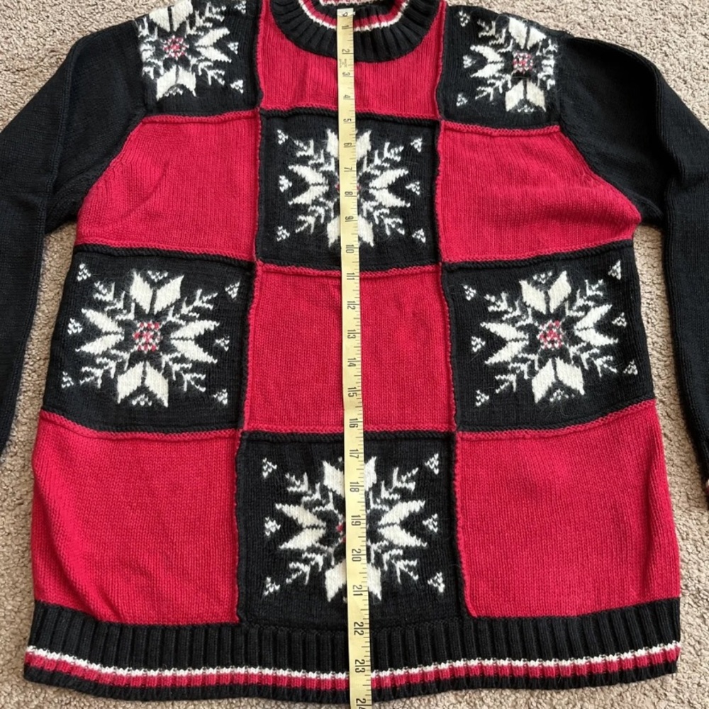 Vintage Patchwork Snowflake Christmas Sweater - image 4